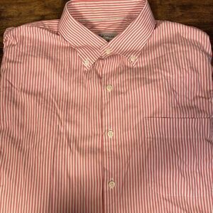 Peter Millar Lanai Regular Fit Pink‎ White Stripe Sport Shirt Men's XL